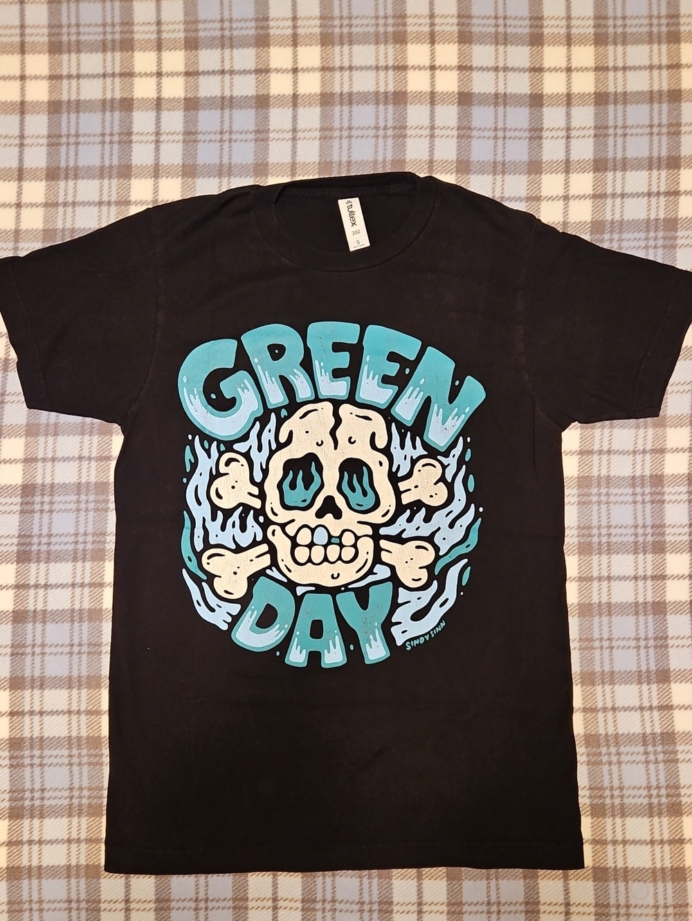 Black Green Day Graphic Skull T-Shirt